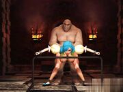 美丽的雌性精灵被地牢里的大怪物搞得屁滚尿流