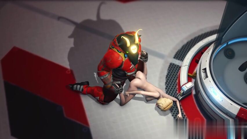 外星人怪物在科幻实验室里拼命地操年轻金发女