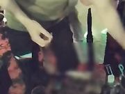 高颜值性感女神美女和几个好友一起酒吧聚会,玩游戏输了被好友惩罚带到洗手间激情啪啪,男说：你的逼好紧啊!