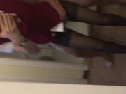 美女空姐和男友先对着镜子干