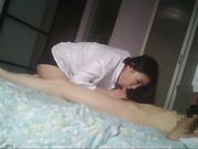 约操商贸中心认识的性感短裙职业装白领美女,趁他男友不在到她家操她